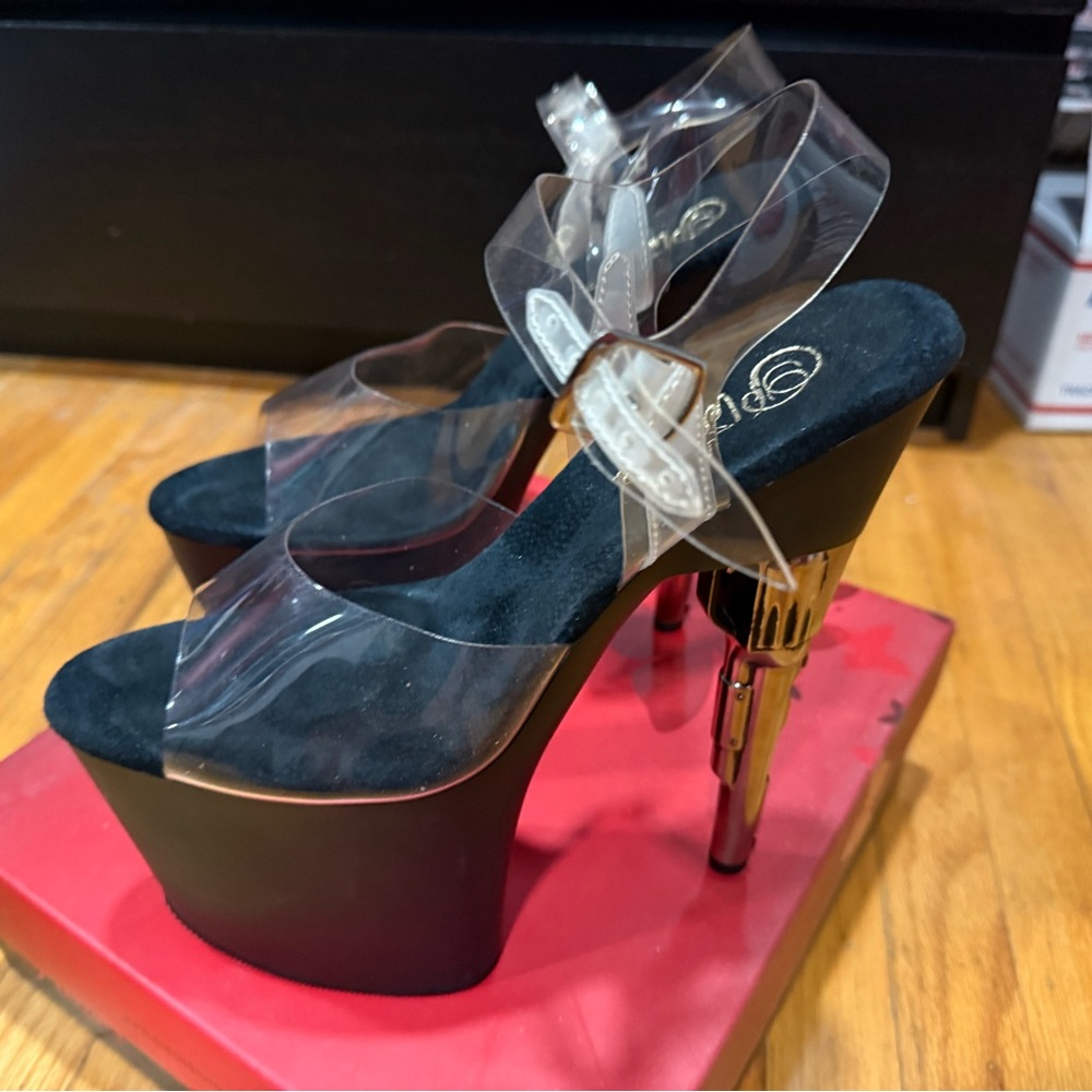 Pleaser Black Platform High Heel Sandals - Picture 3 of 6